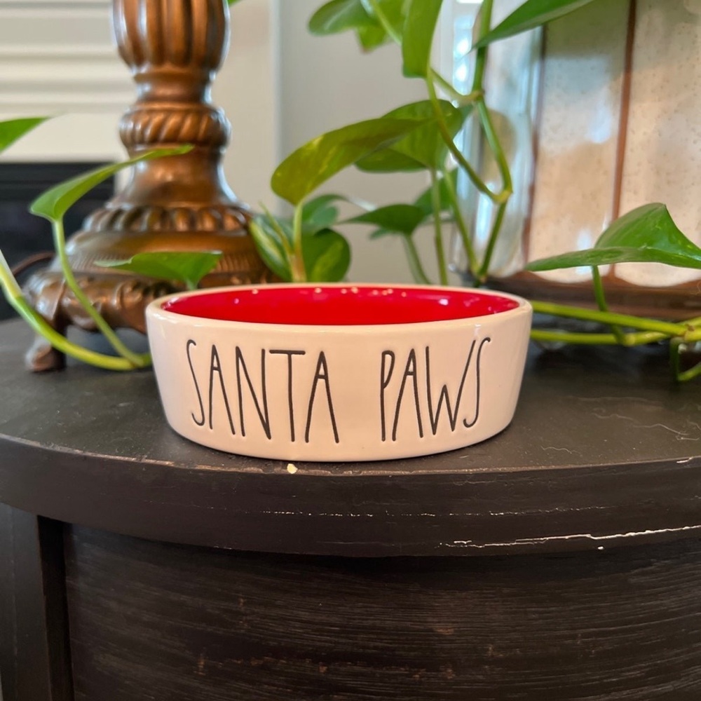 Rae Dunn SANTA PAWS Dog Cat Pet Bowl